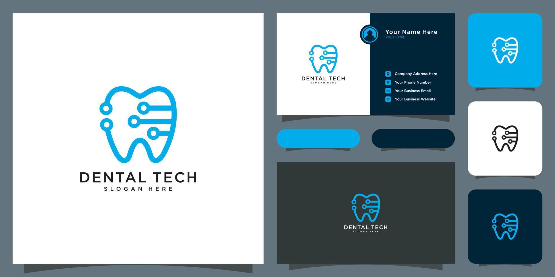 vector de logotipo de tecnología dental y tarjeta de visita