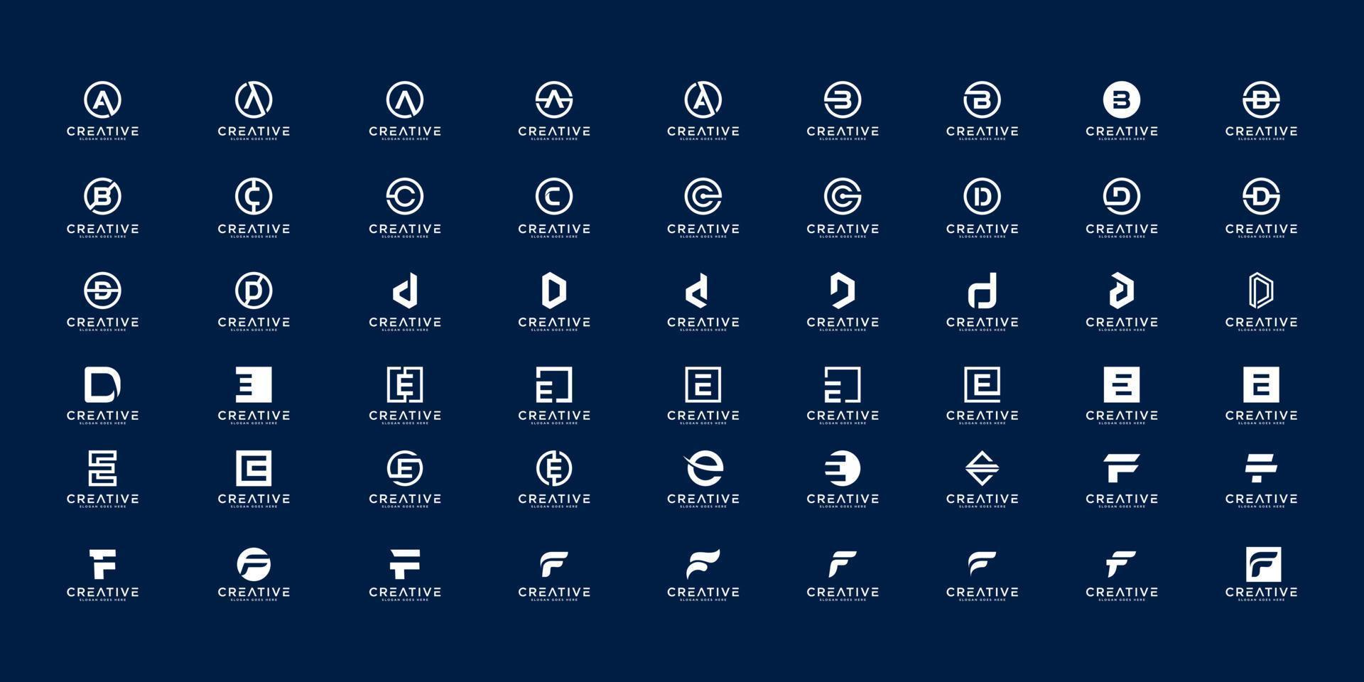 Set of initial letter a,b,c,d,e and f logo design template. icons for business of luxury, elegant, simple vector