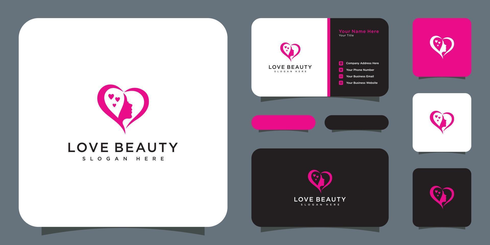 women face beauty logo vector design and business card