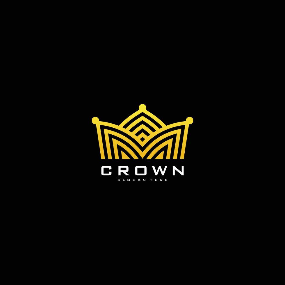 corona logo vector mono línea logo diseño