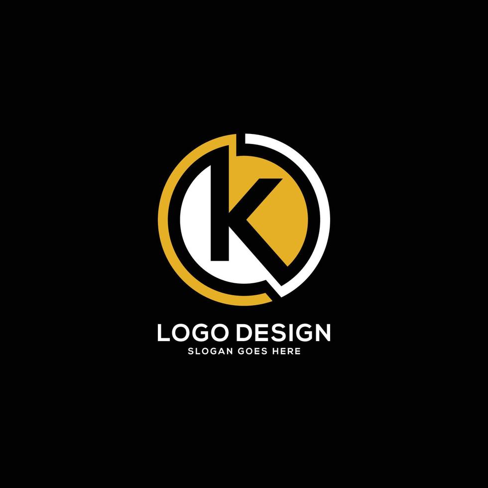 logotipo creativo de la letra k con elemento circular vector