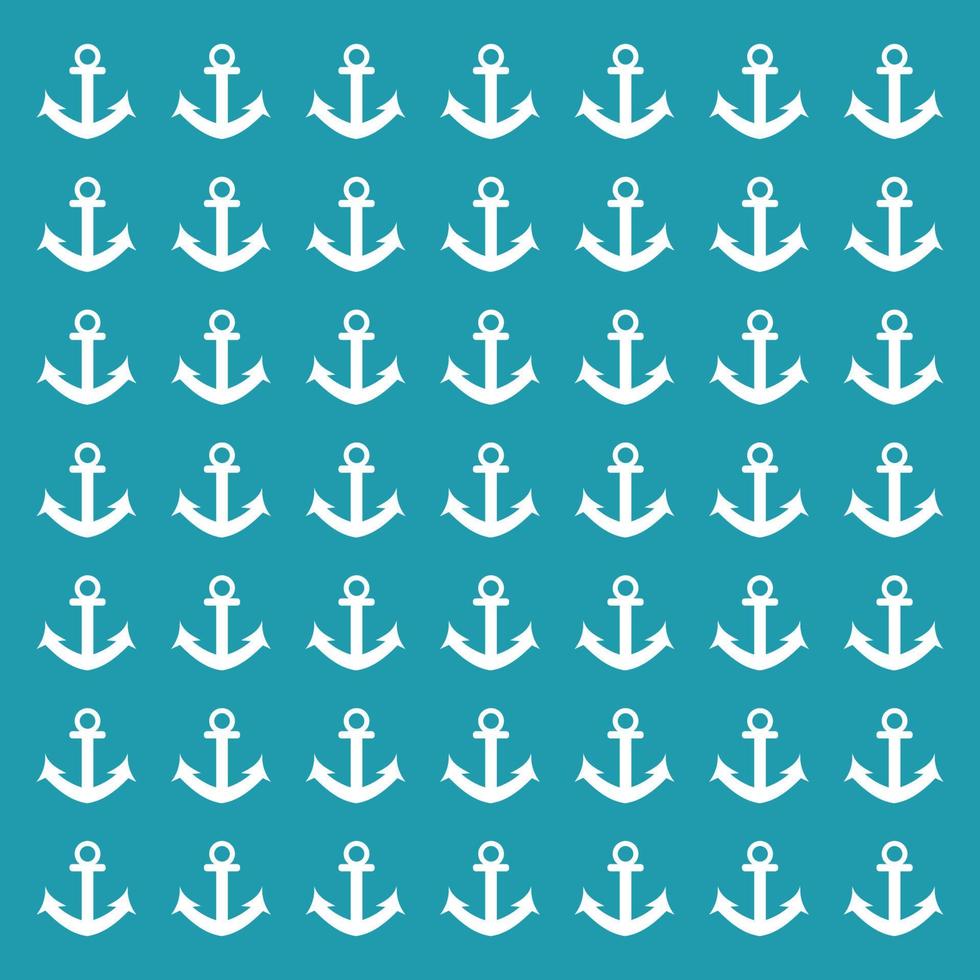 White anchors pattern on ocean blue background vector
