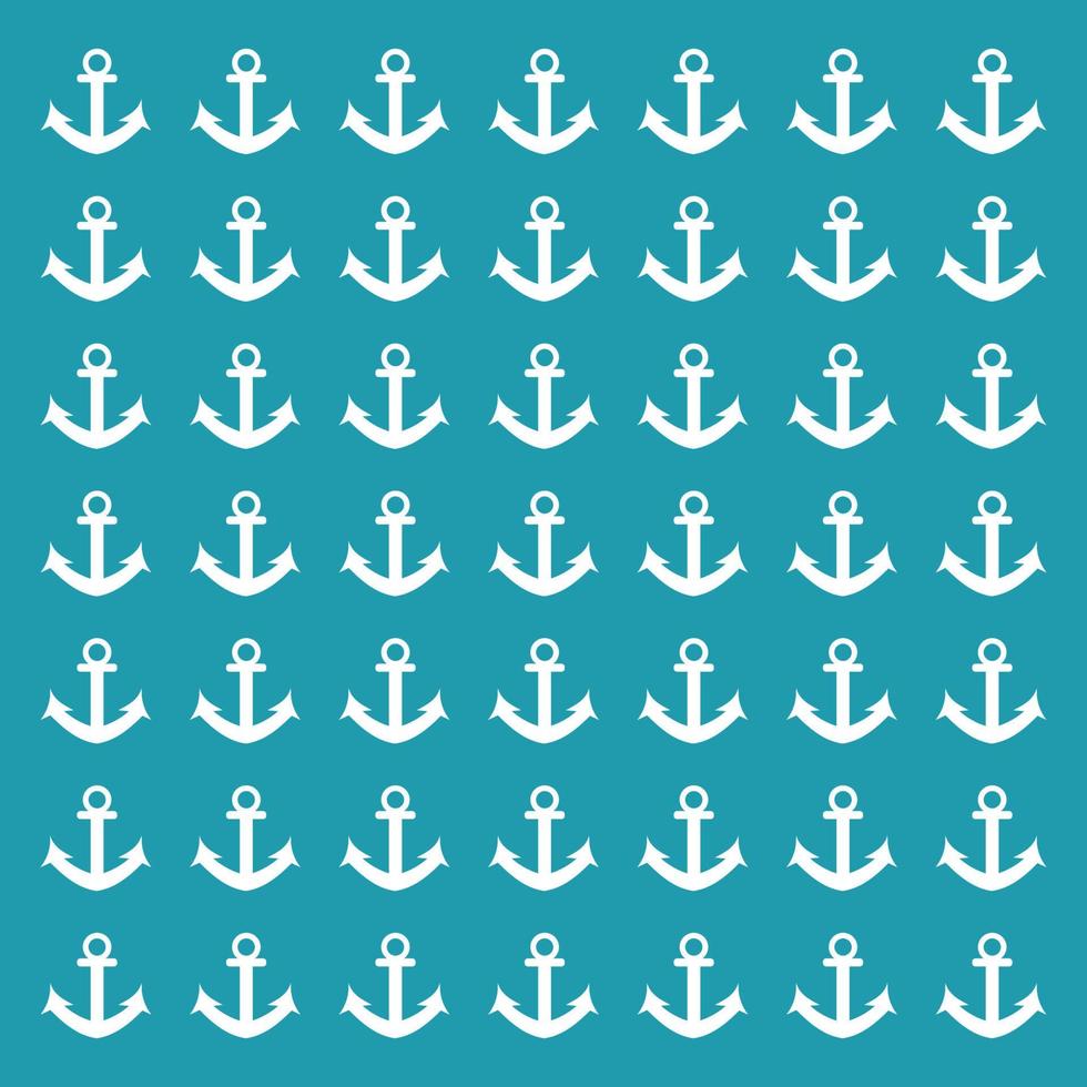 White anchors pattern on ocean blue background vector