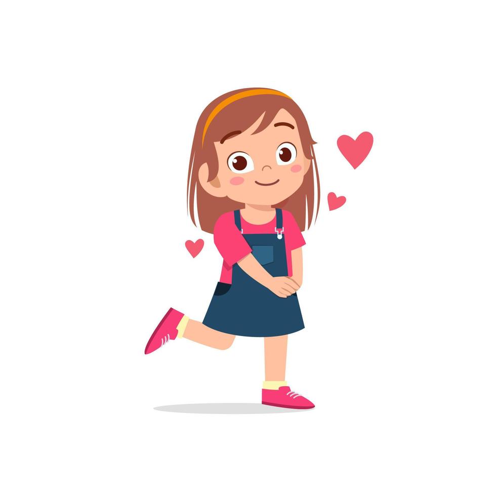 cute little kid girl feeling loved expression gesture vector