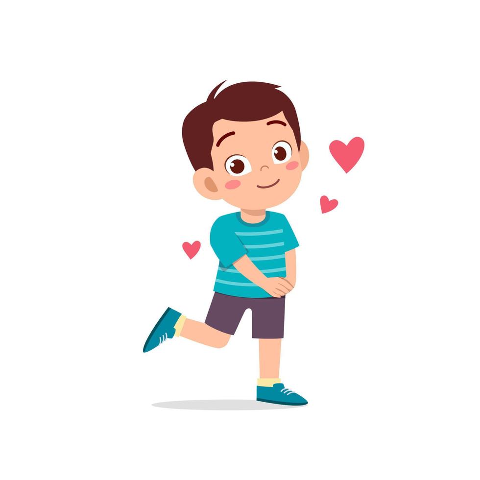 cute little kid boy feeling loved expression gesture vector