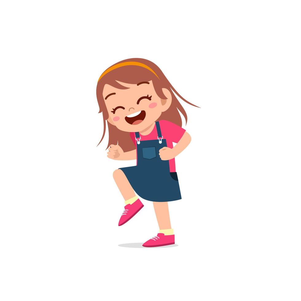 cute little kid girl show happy and celebrate pose expression vector