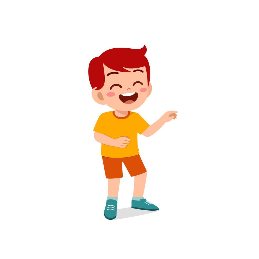 cute little kid boy laugh loud face expression gesture vector