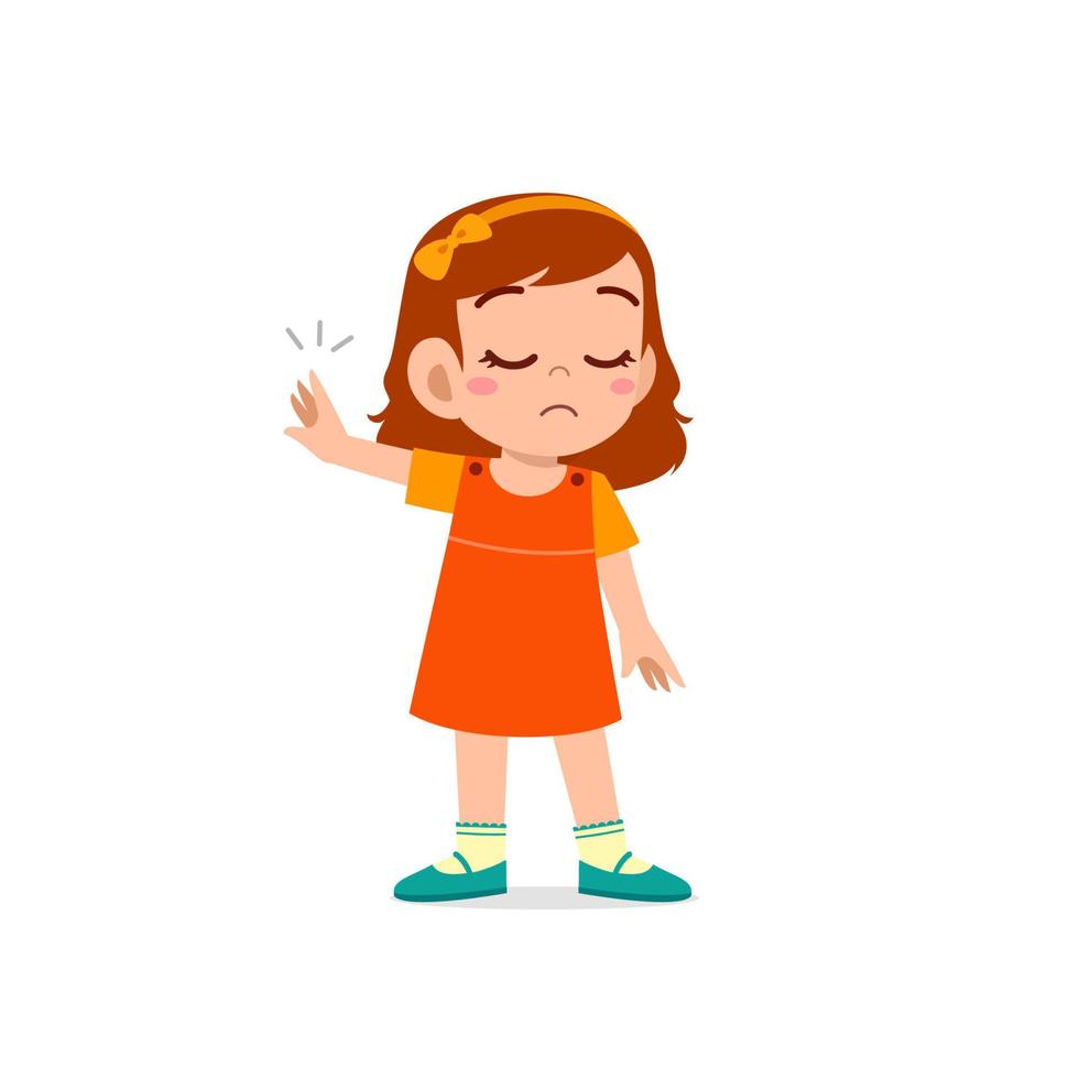 cute little kid girl show refuse expression gesture vector