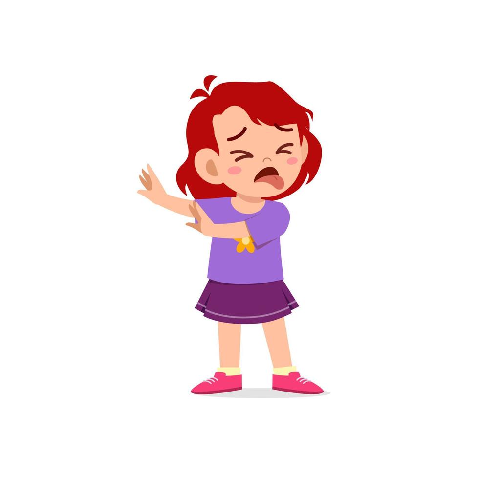 cute little kid girl show refuse and disgust pose expression vector