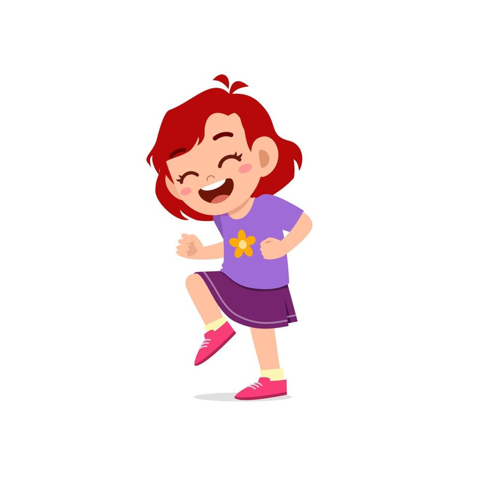 cute little kid girl show happy and celebrate pose expression vector