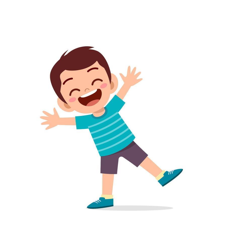 cute little kid boy show happy and celebrate pose expression vector