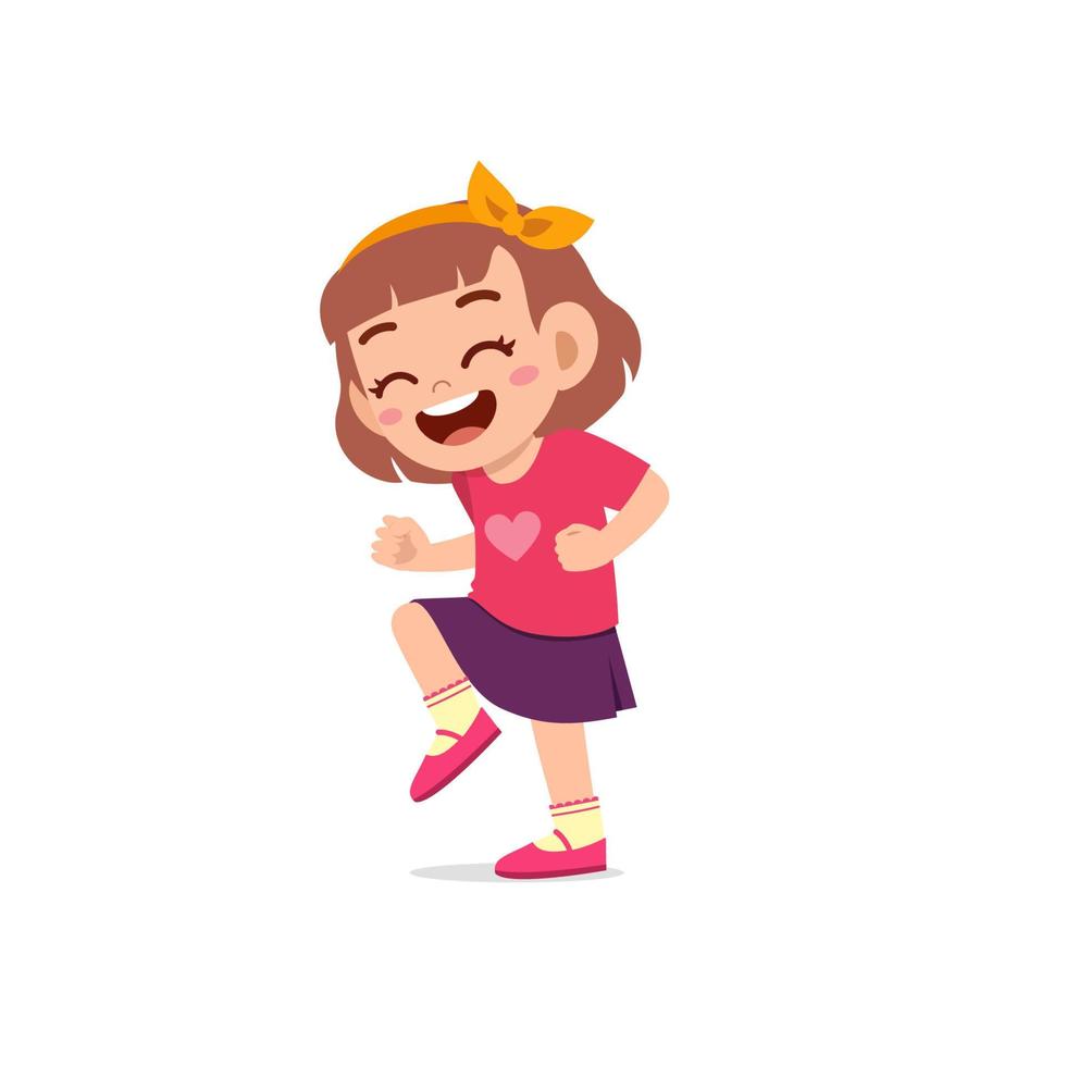 cute little kid girl show happy and celebrate pose expression vector