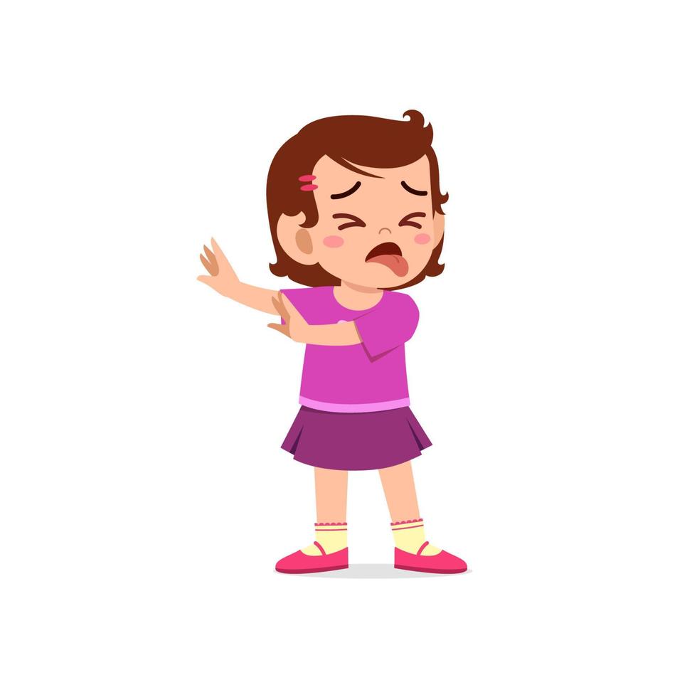 cute little kid girl show refuse and disgust pose expression vector