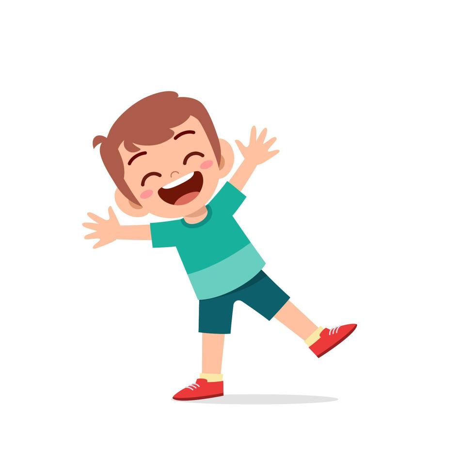 cute little kid boy show happy and celebrate pose expression vector