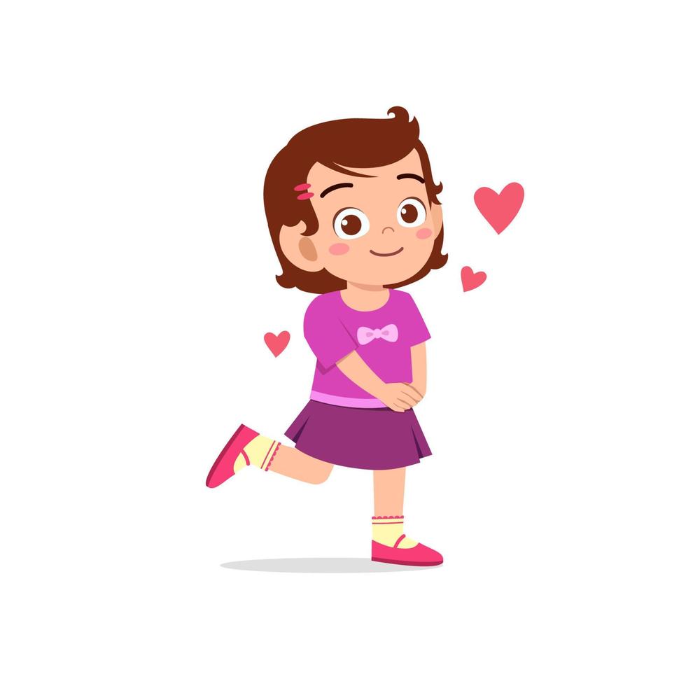 cute little kid girl feeling loved expression gesture vector