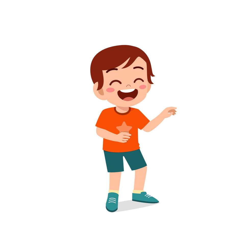 lindo niño pequeño niño reír fuerte cara expresión gesto vector