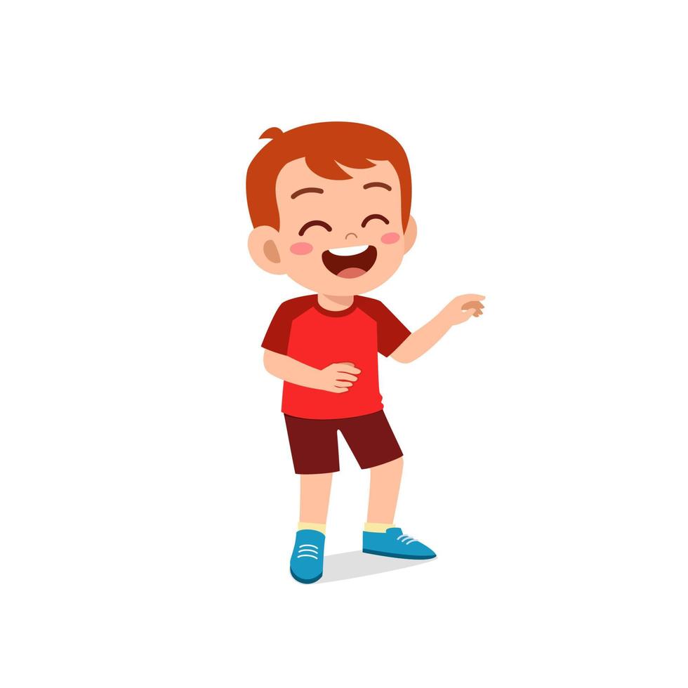 cute little kid boy laugh loud face expression gesture vector