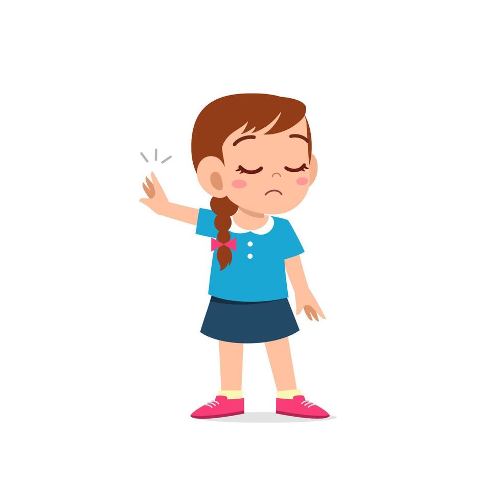 cute little kid girl show refuse expression gesture vector