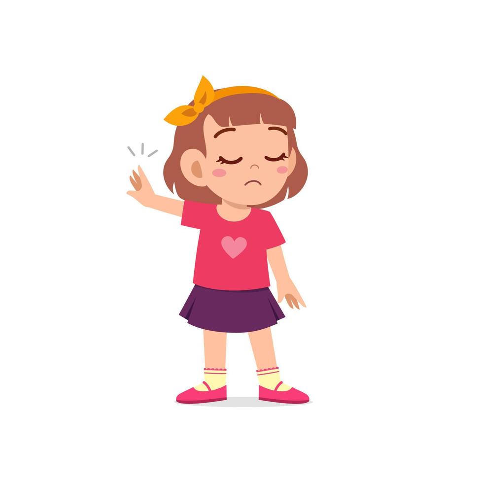 cute little kid girl show refuse expression gesture vector