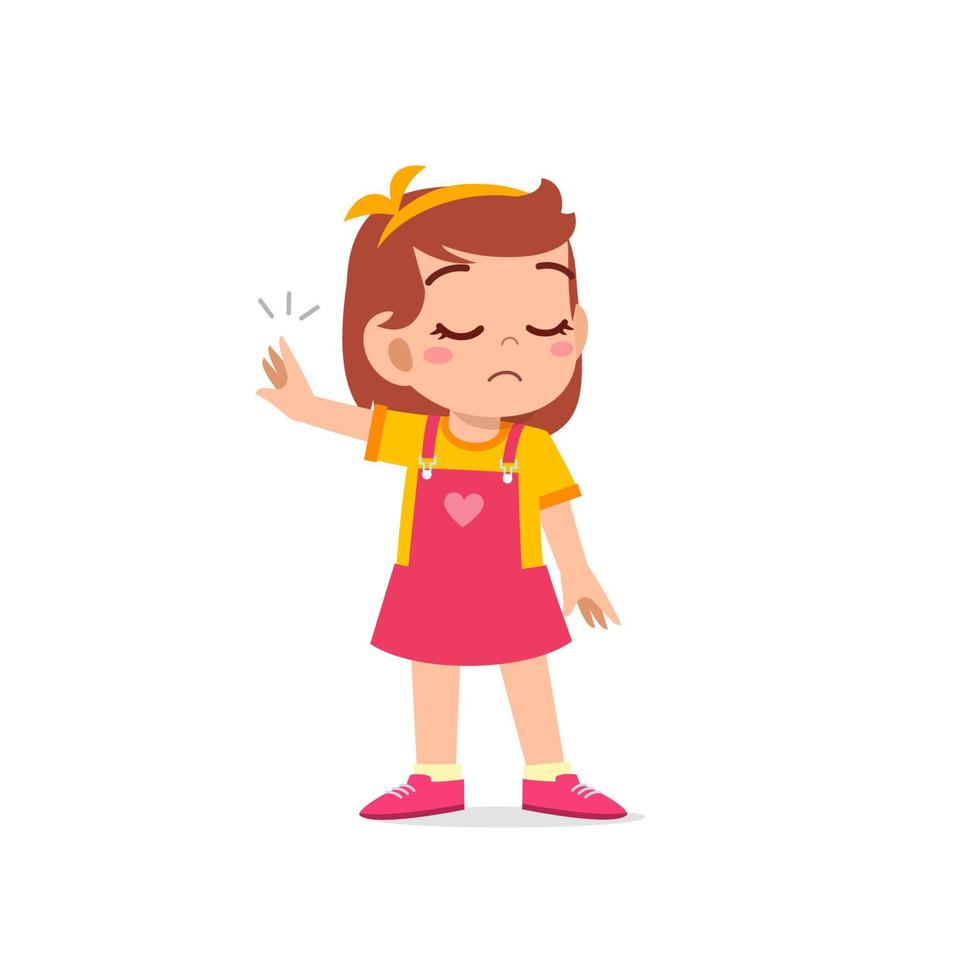 cute little kid girl show refuse expression gesture vector