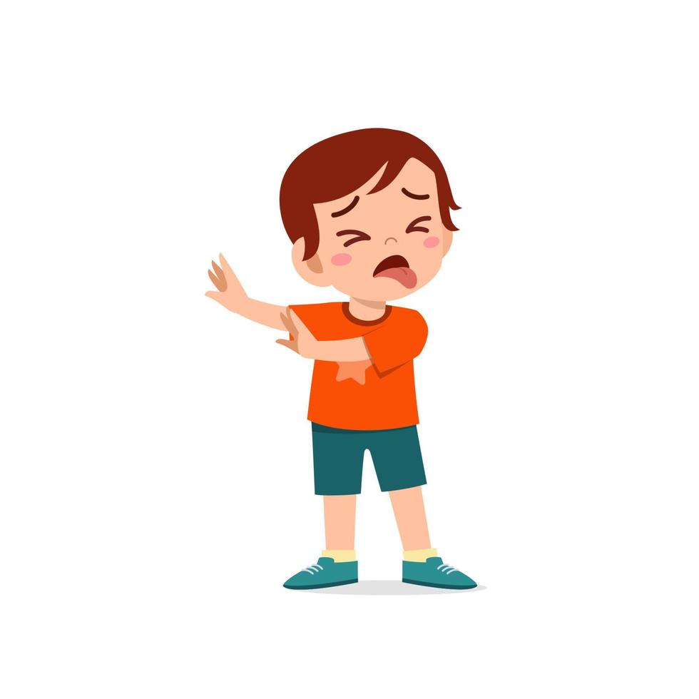 cute little kid boy show refuse and disgust pose expression vector