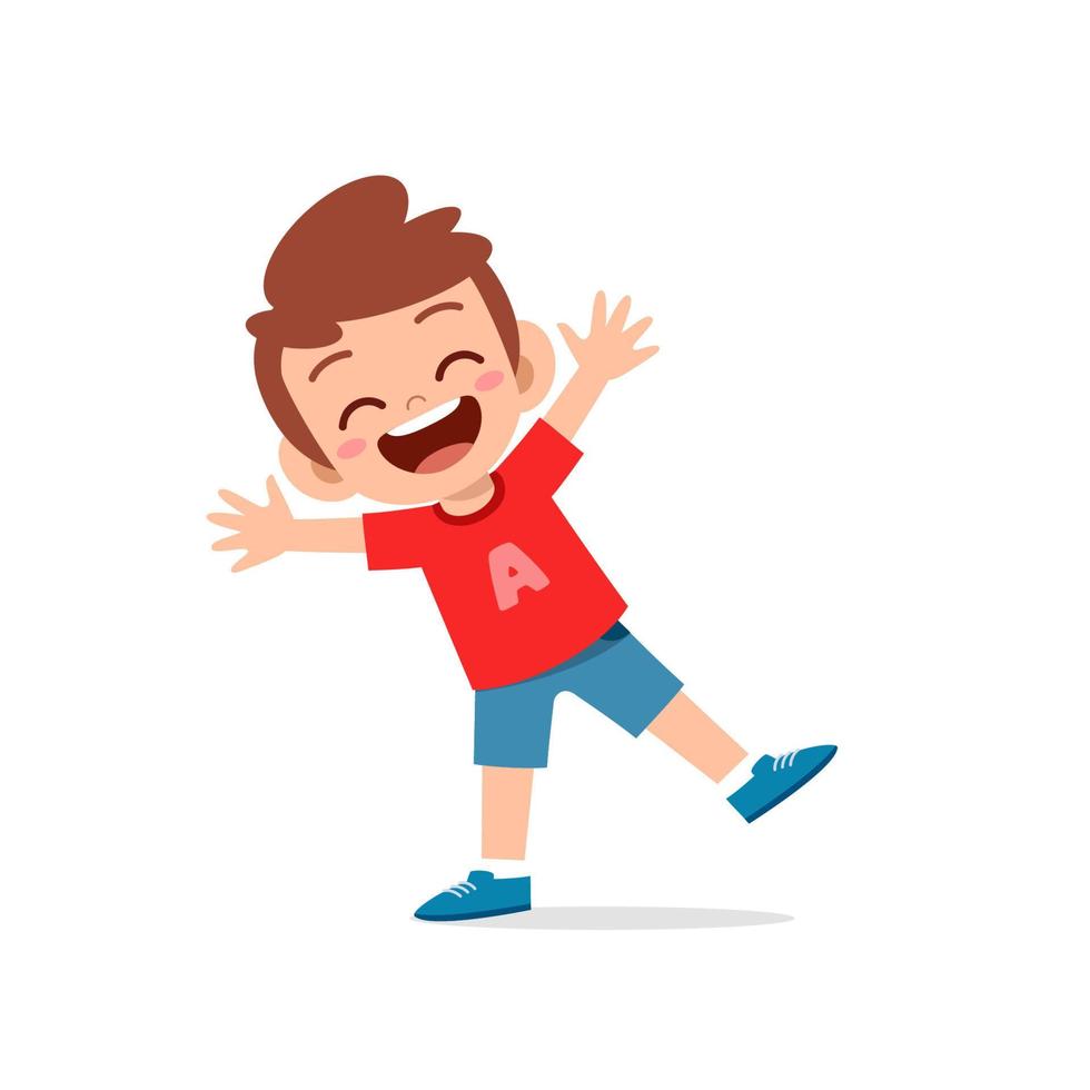 cute little kid boy show happy and celebrate pose expression vector