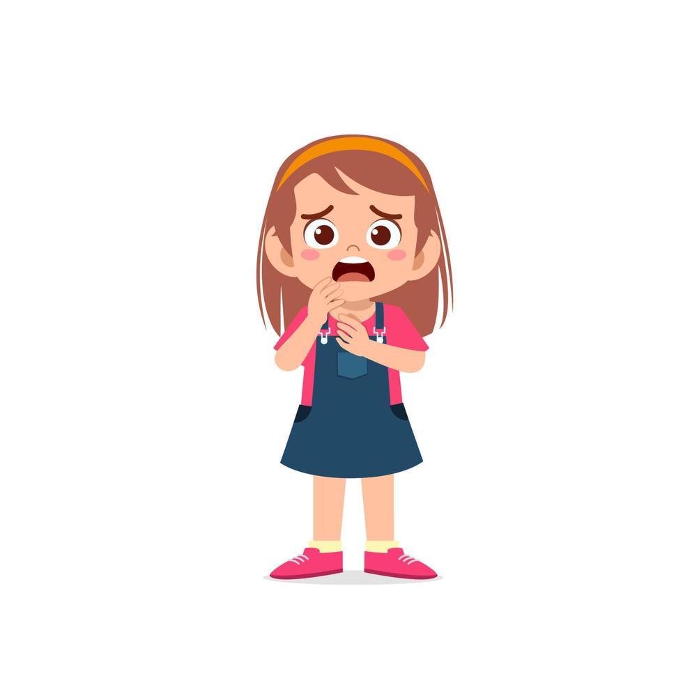cute little kid girl show worry and scared pose expression 7942846