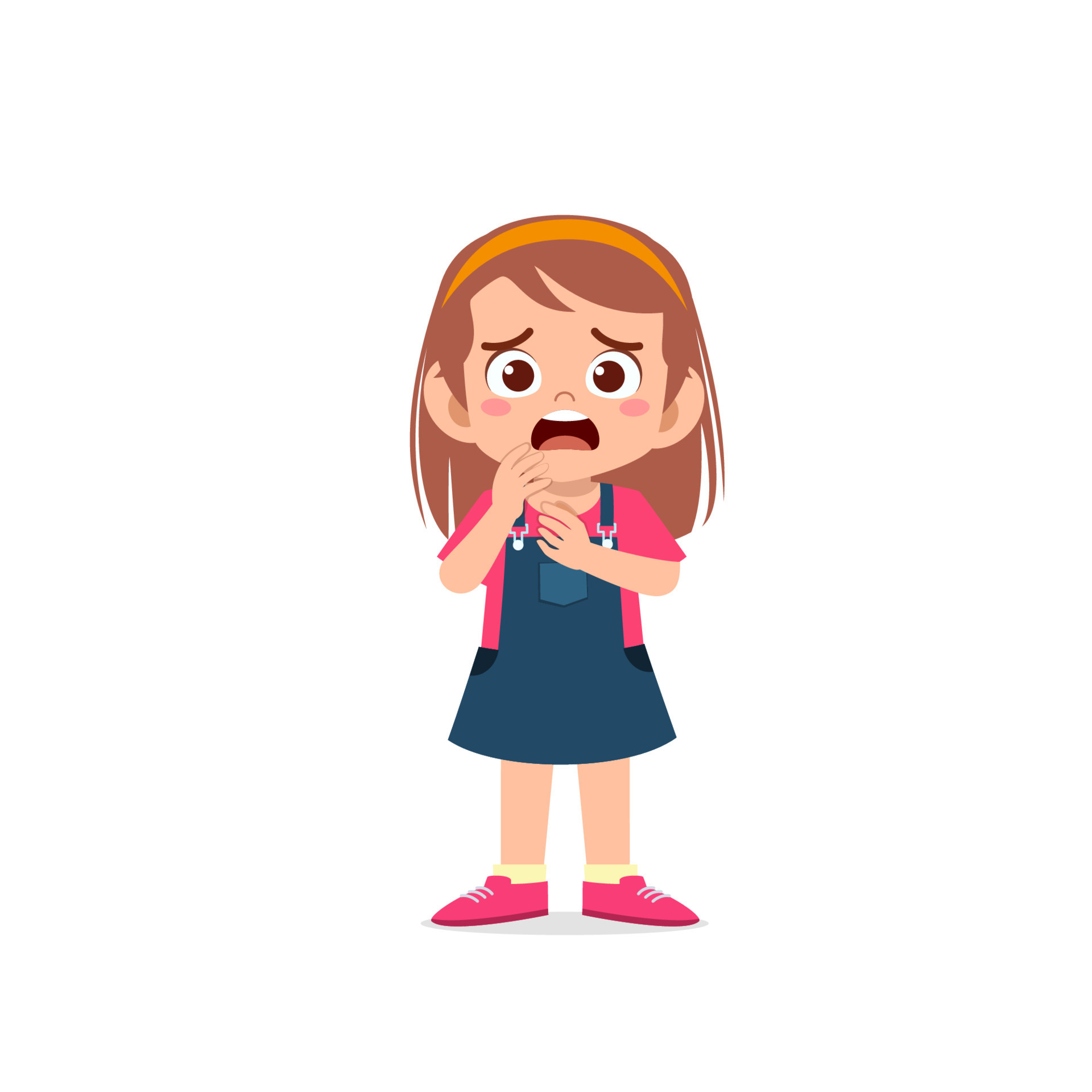 cute little kid girl show worry and scared pose expression 7942846