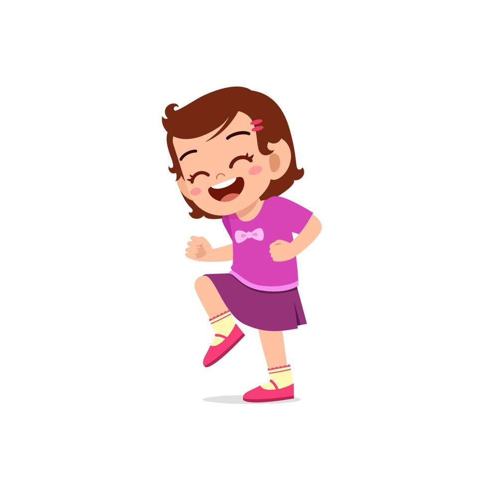 cute little kid girl show happy and celebrate pose expression vector