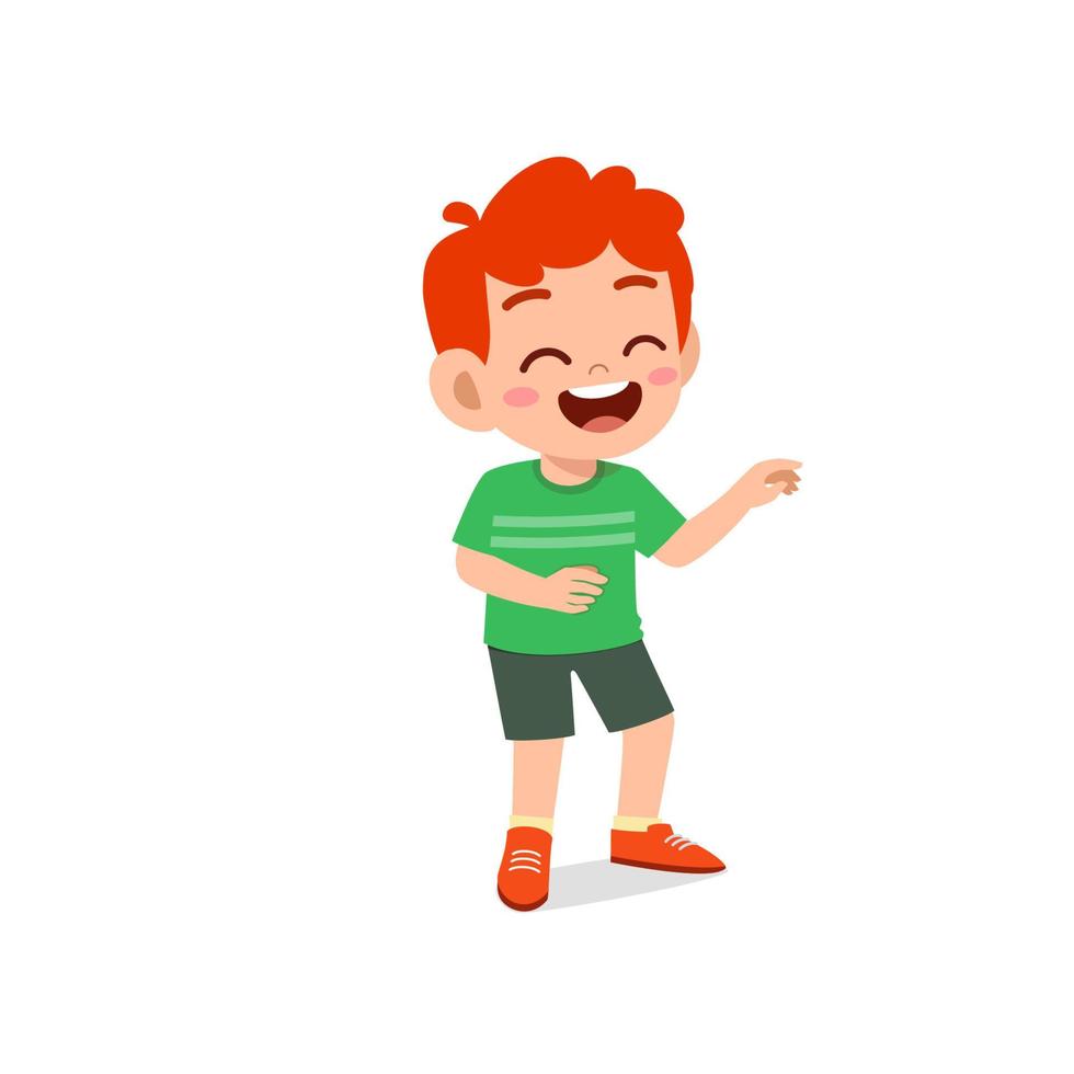 cute little kid boy laugh loud face expression gesture vector
