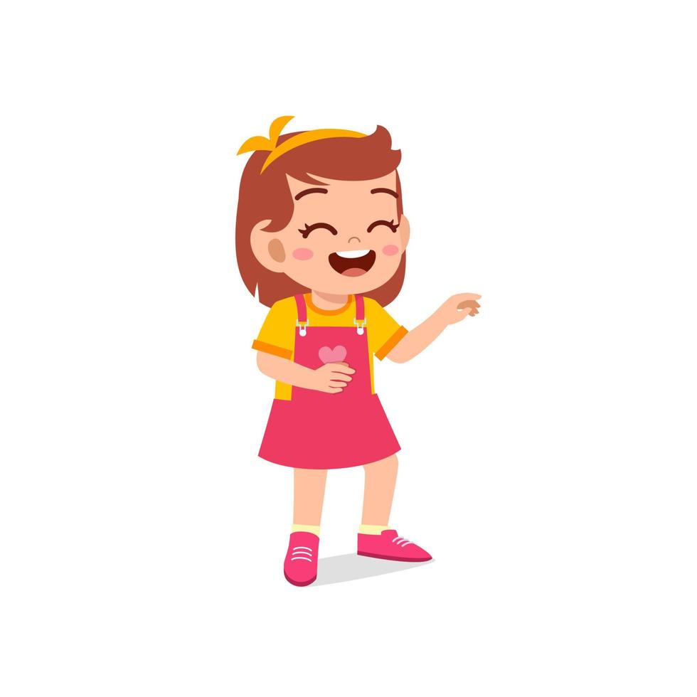 cute little kid girl laugh loud face expression gesture vector