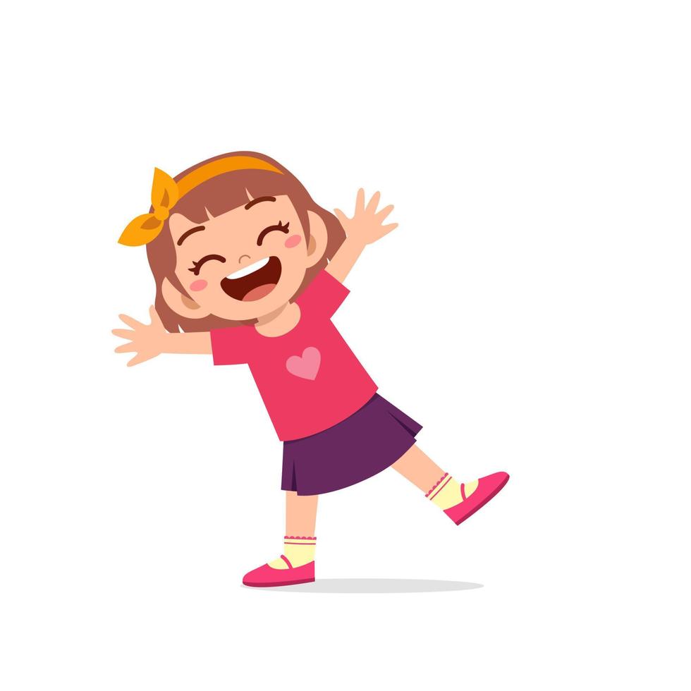 cute little kid girl show happy and celebrate pose expression vector