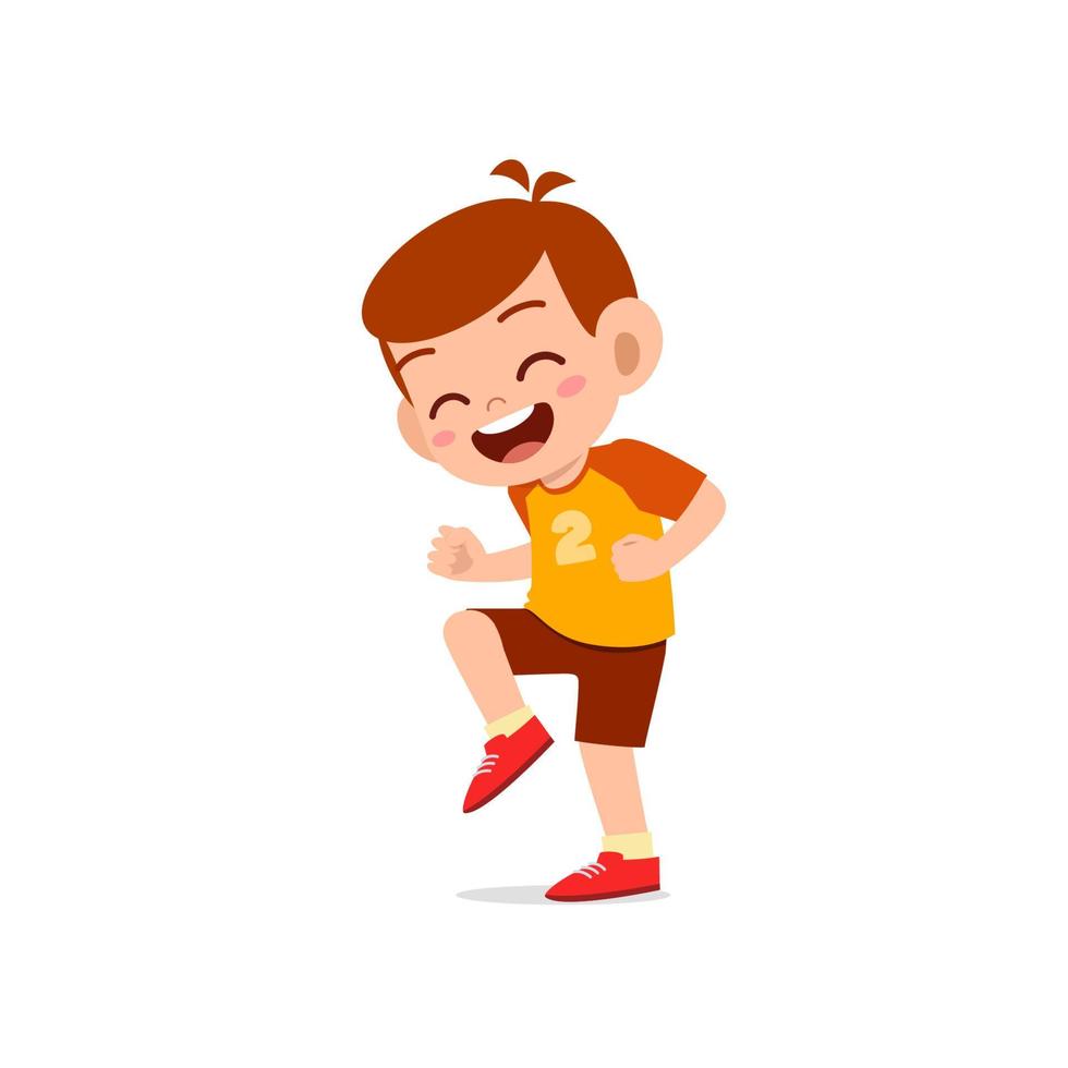 cute little kid boy show happy and celebrate pose expression vector