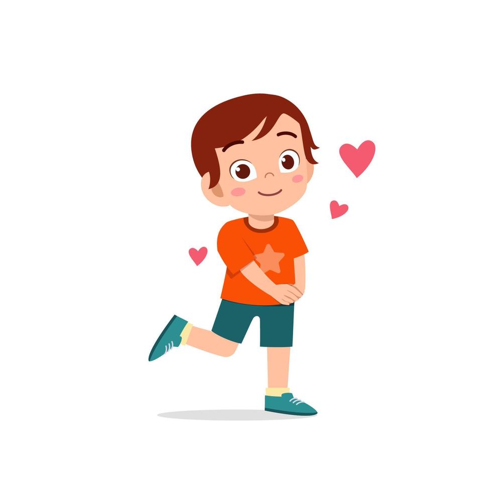 cute little kid boy feeling loved expression gesture vector