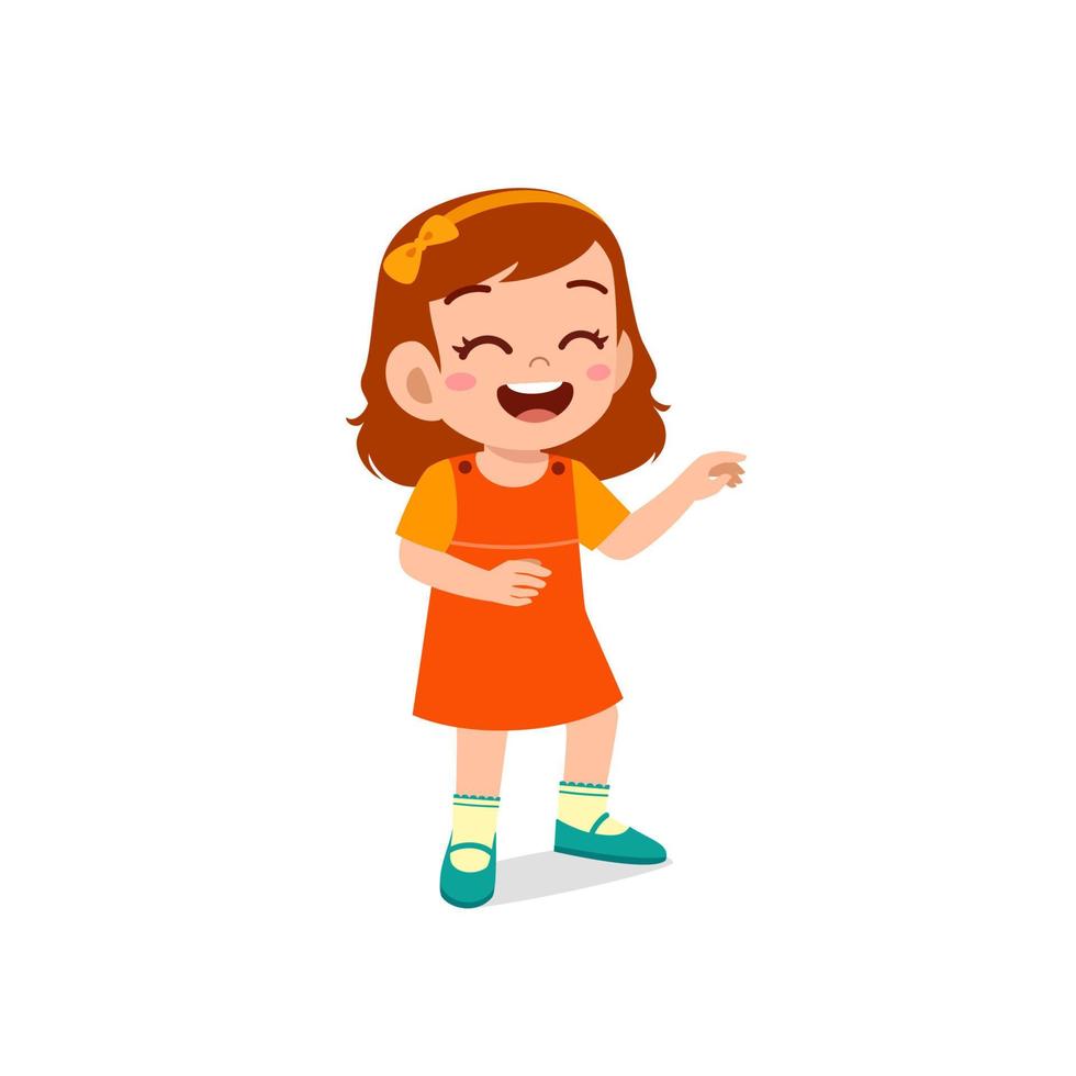 cute little kid girl laugh loud face expression gesture vector