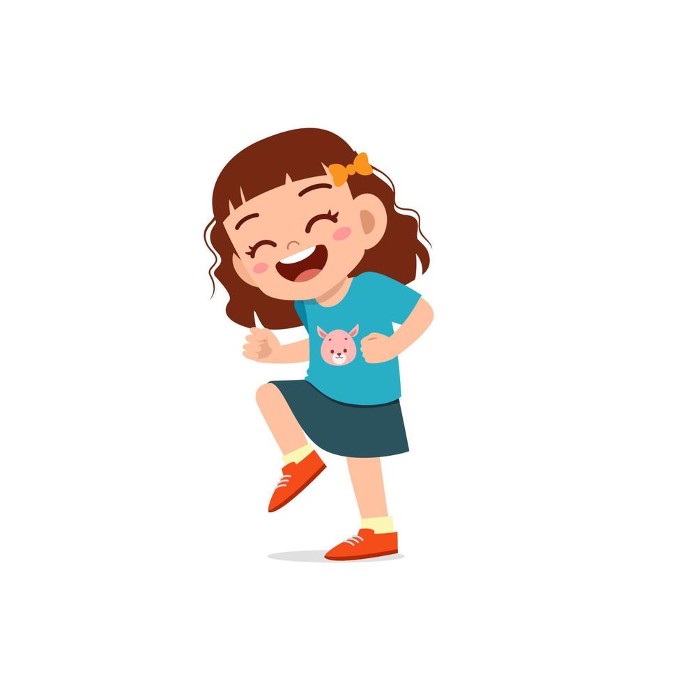 cute little kid girl show happy and celebrate pose expression vector