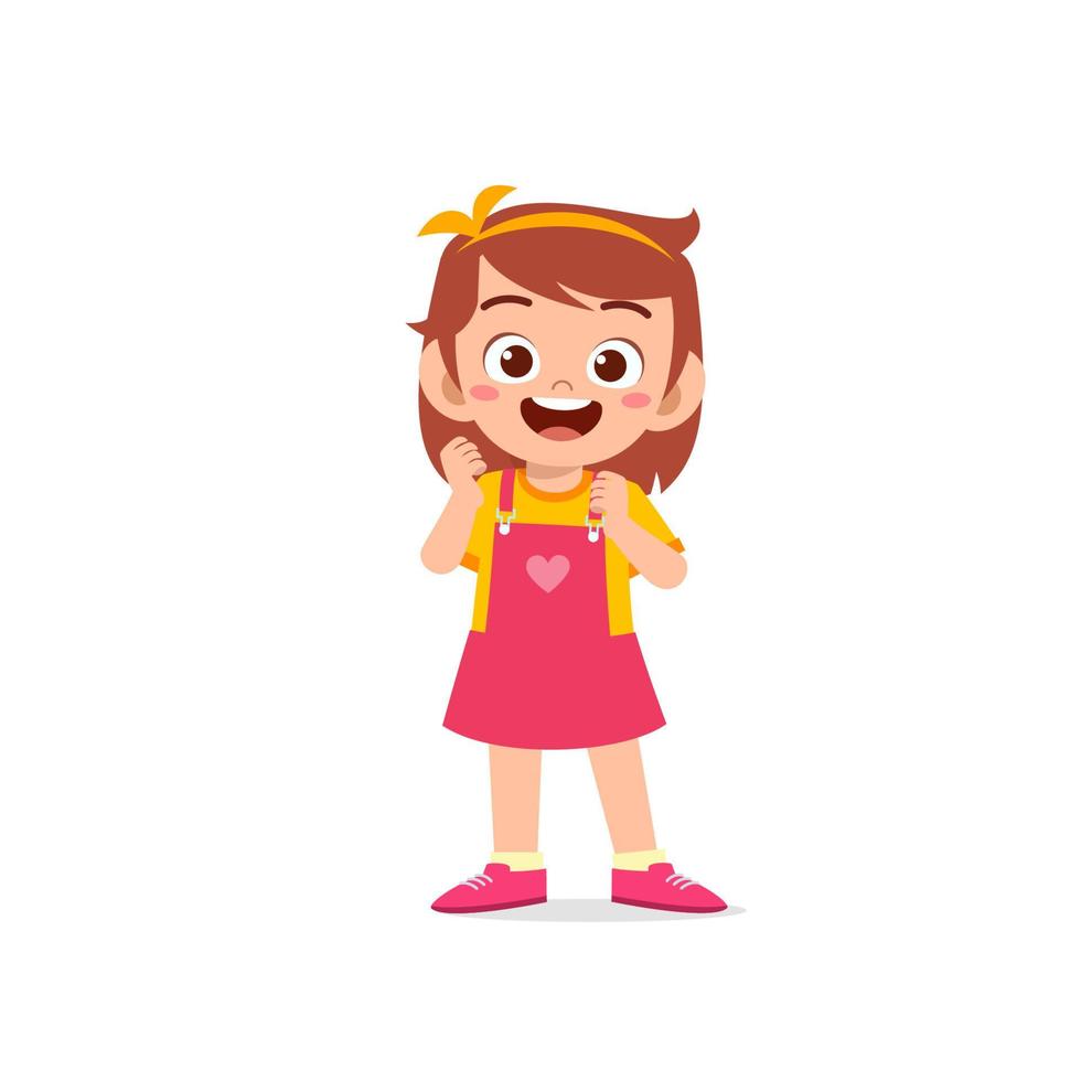 cute little kid girl show happy and friendly pose expression vector