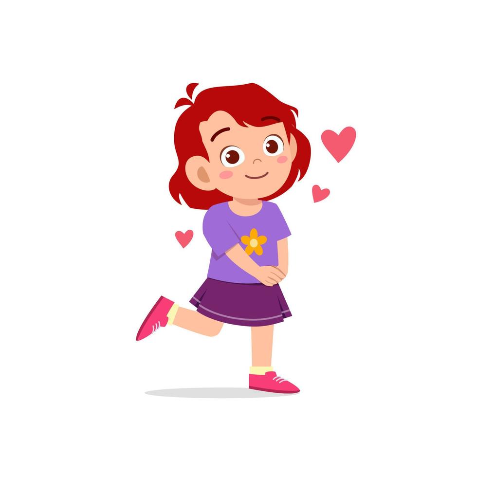 cute little kid girl feeling loved expression gesture vector