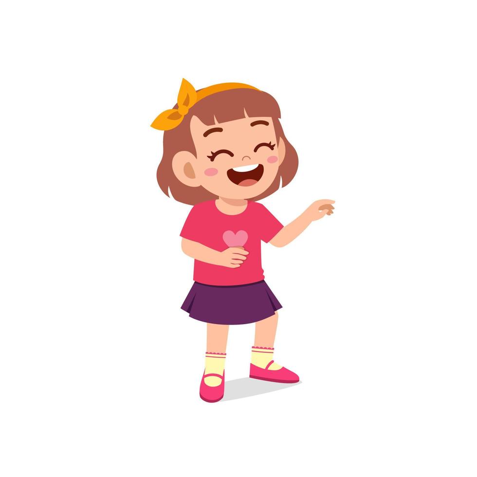 cute little kid girl laugh loud face expression gesture vector