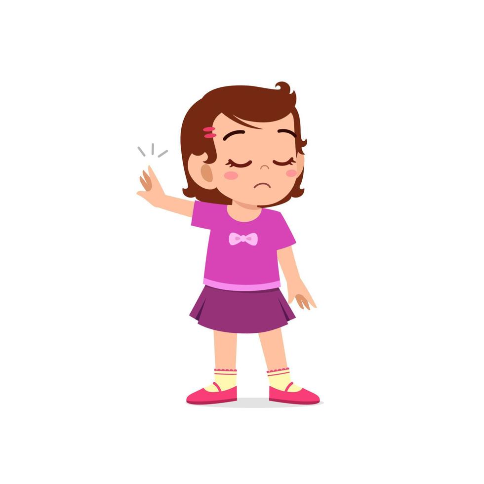 cute little kid girl show refuse expression gesture vector