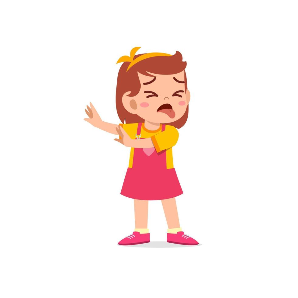 cute little kid girl show refuse and disgust pose expression vector