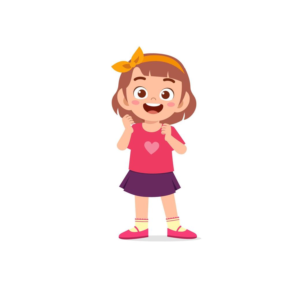 cute little kid girl show happy and friendly pose expression vector