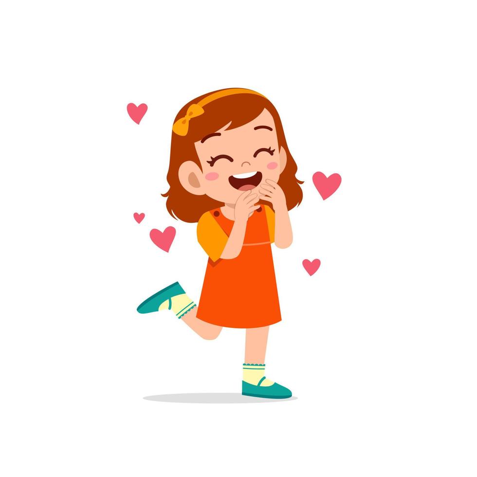 cute little kid girl feeling loved expression gesture vector