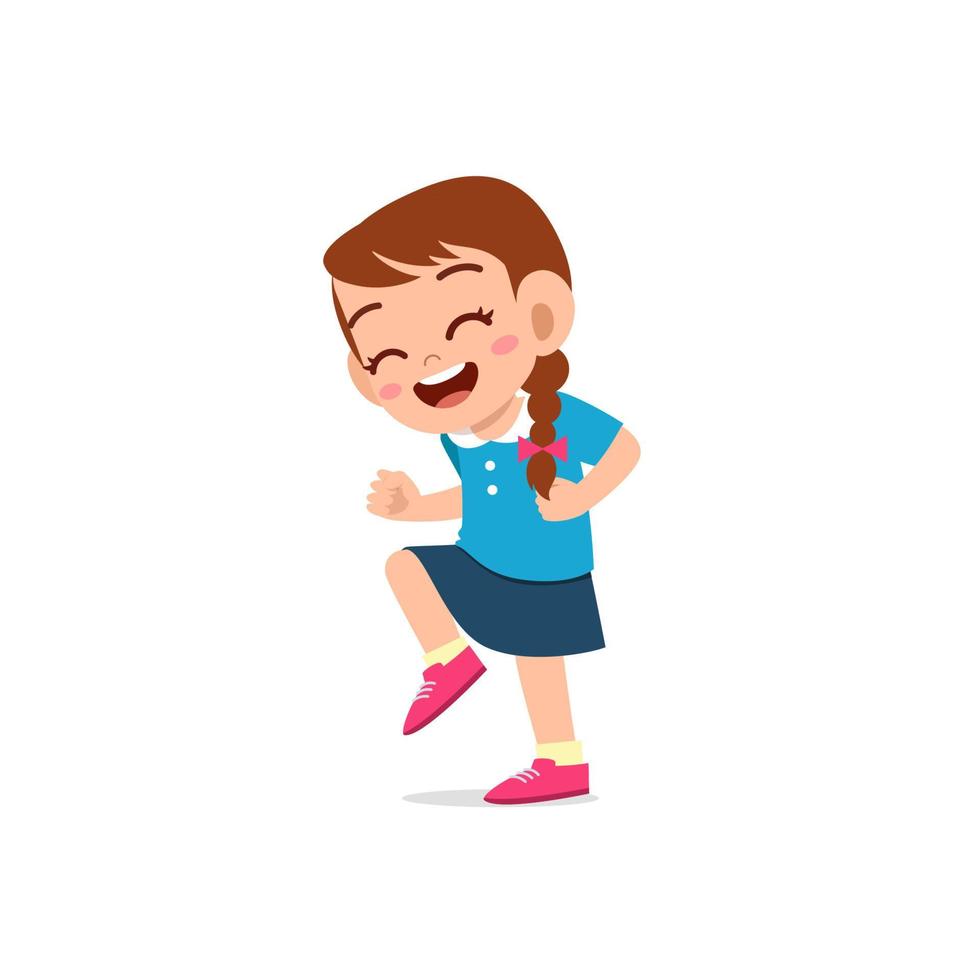 cute little kid girl show happy and celebrate pose expression vector