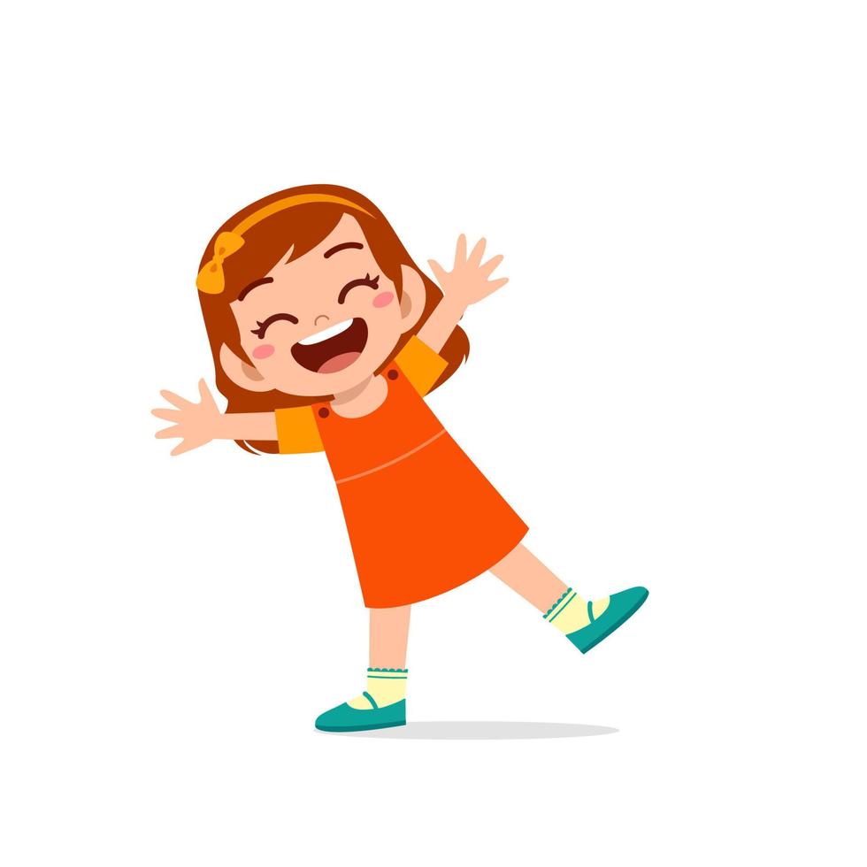 cute little kid girl show happy and celebrate pose expression vector