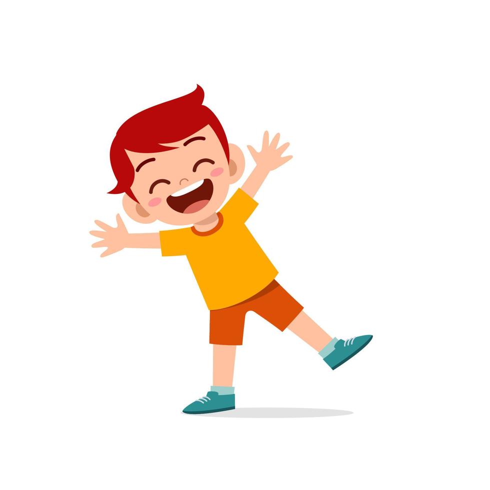 cute little kid boy show happy and celebrate pose expression vector