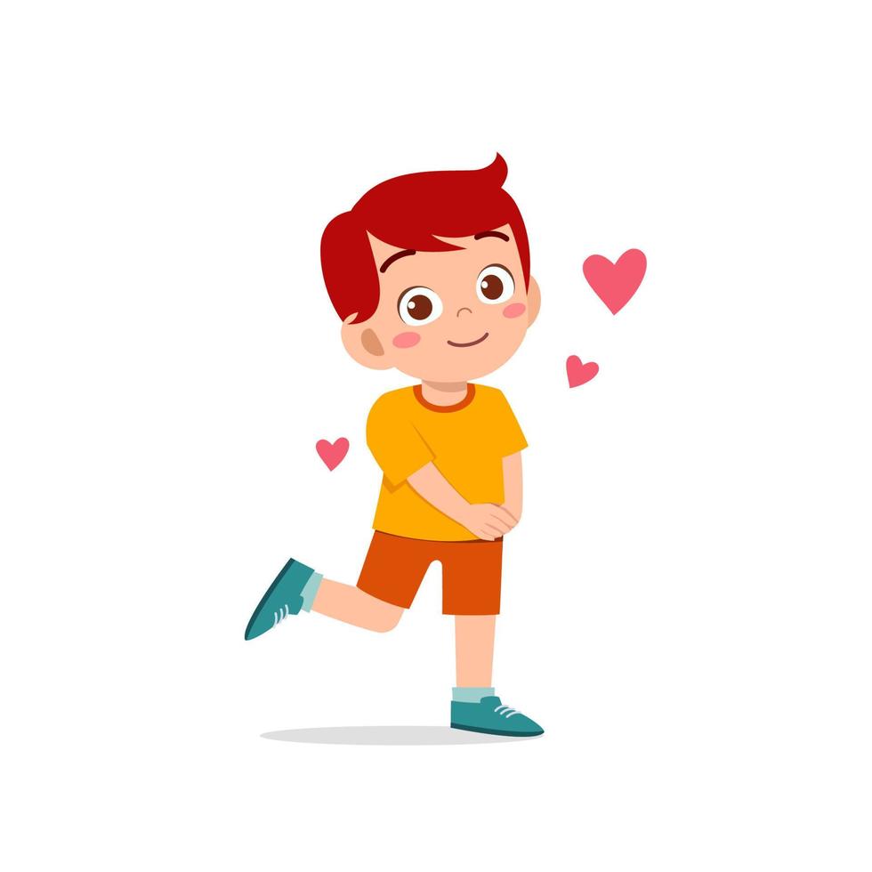 cute little kid boy feeling loved expression gesture vector