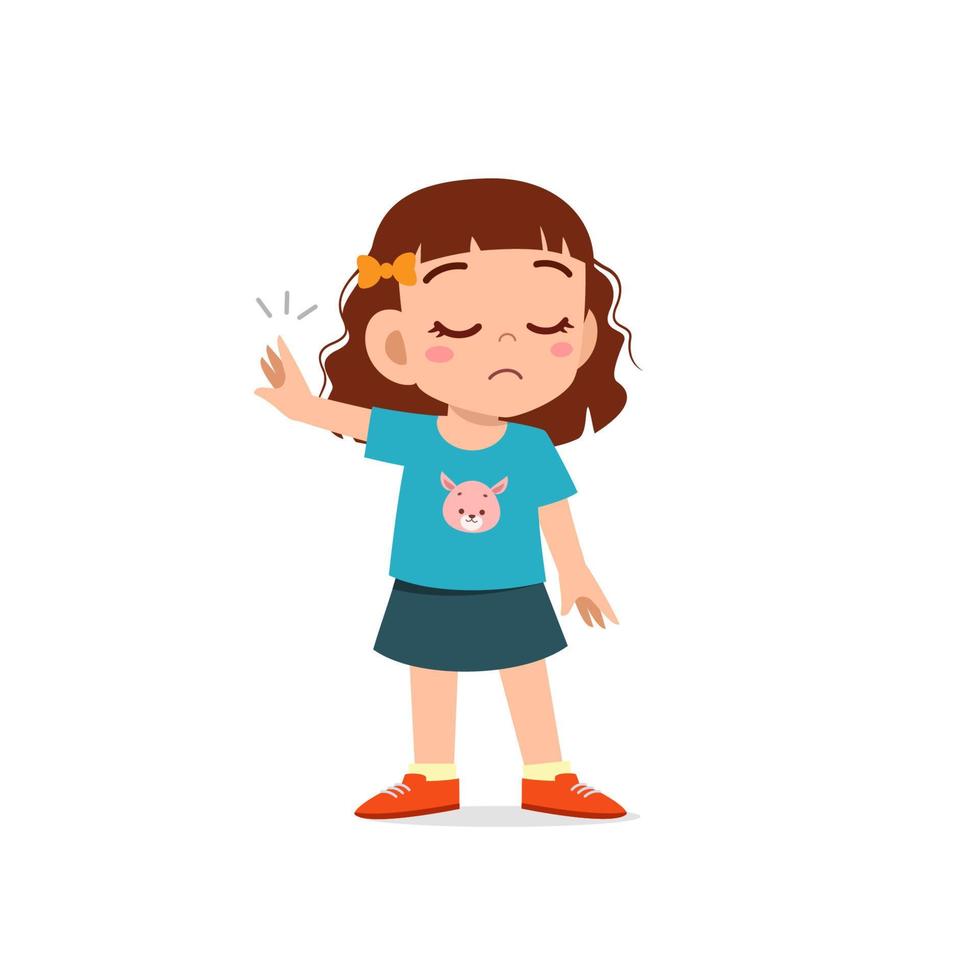 cute little kid girl show refuse expression gesture vector
