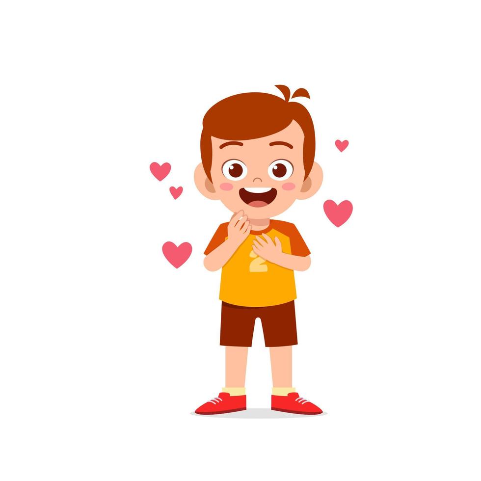 cute little kid boy show love and kiss pose expression vector