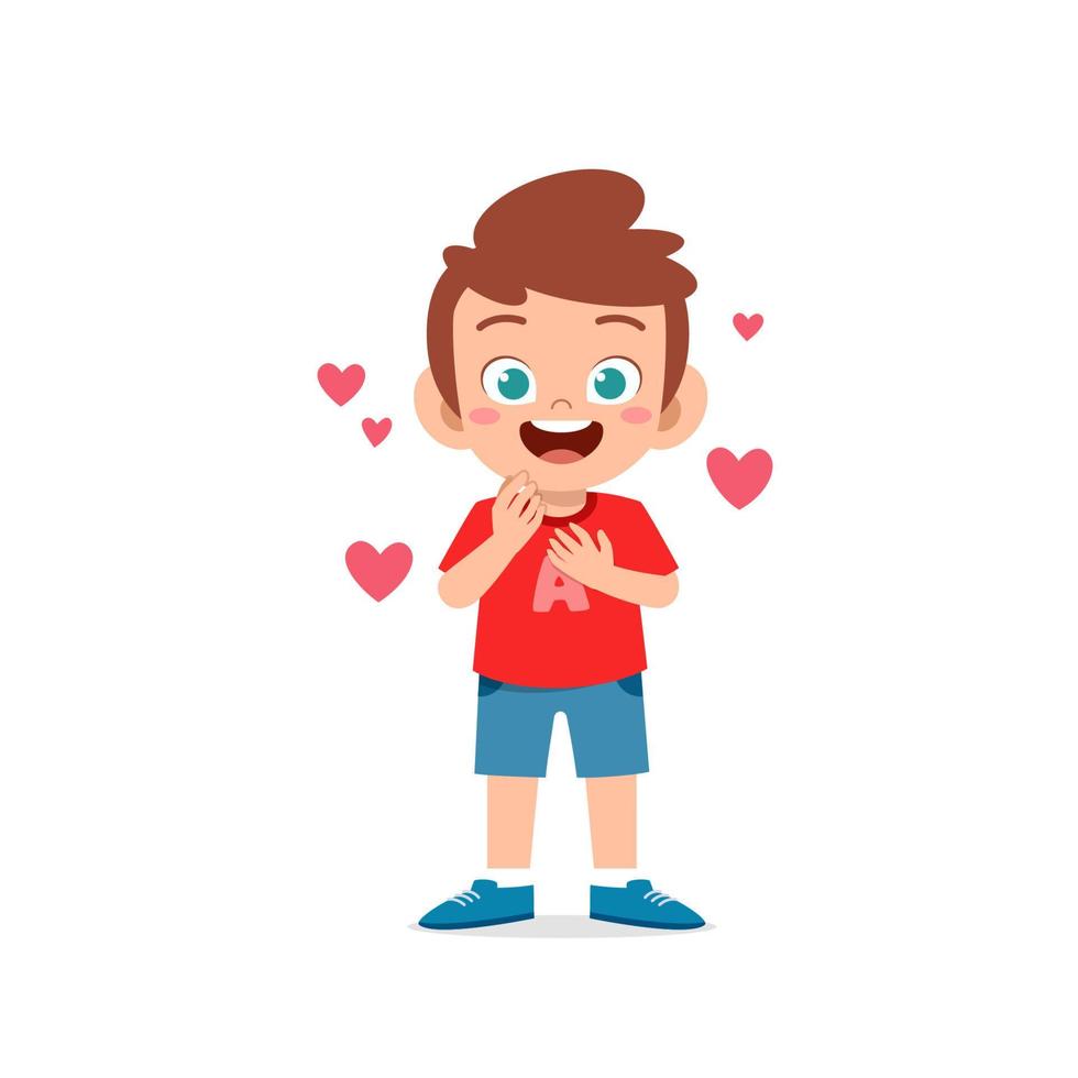 lindo niño pequeño mostrar amor y beso pose expresión vector